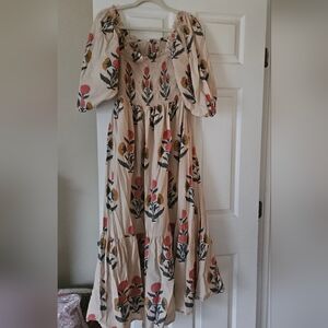 Darlington Isle Block Print Maxi Dress (Medium)